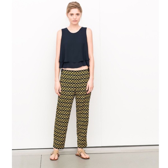 ZARA SILKY LOOSE FIT TROUSERS WITH GEOMETRIC PRINT PANTS - Picture 1 of 7